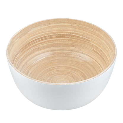 Bambuddha 30 oz Round White Spun Bamboo Large Salad Bowl - 11" x 11" x 5 1/2" - 1 count box