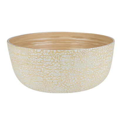 Bambuddha 51 oz Round Beige Spun Bamboo Extra Large Eggshell Salad Bowl - 13 1/2" x 13 1/2" x 6 1/4" - 1 count box