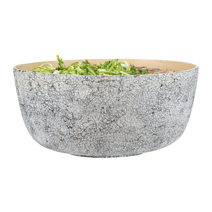 Bambuddha 51 oz Round Gray Spun Bamboo Extra Large Eggshell Salad Bowl - 13 1/2" x 13 1/2" x 6 1/4" - 1 count box