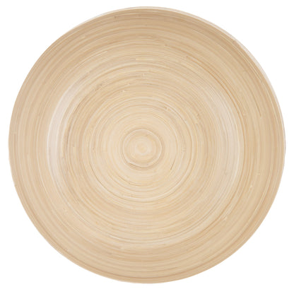 Bambuddha 51 oz Round Gray Spun Bamboo Extra Large Eggshell Salad Bowl - 13 1/2" x 13 1/2" x 6 1/4" - 1 count box