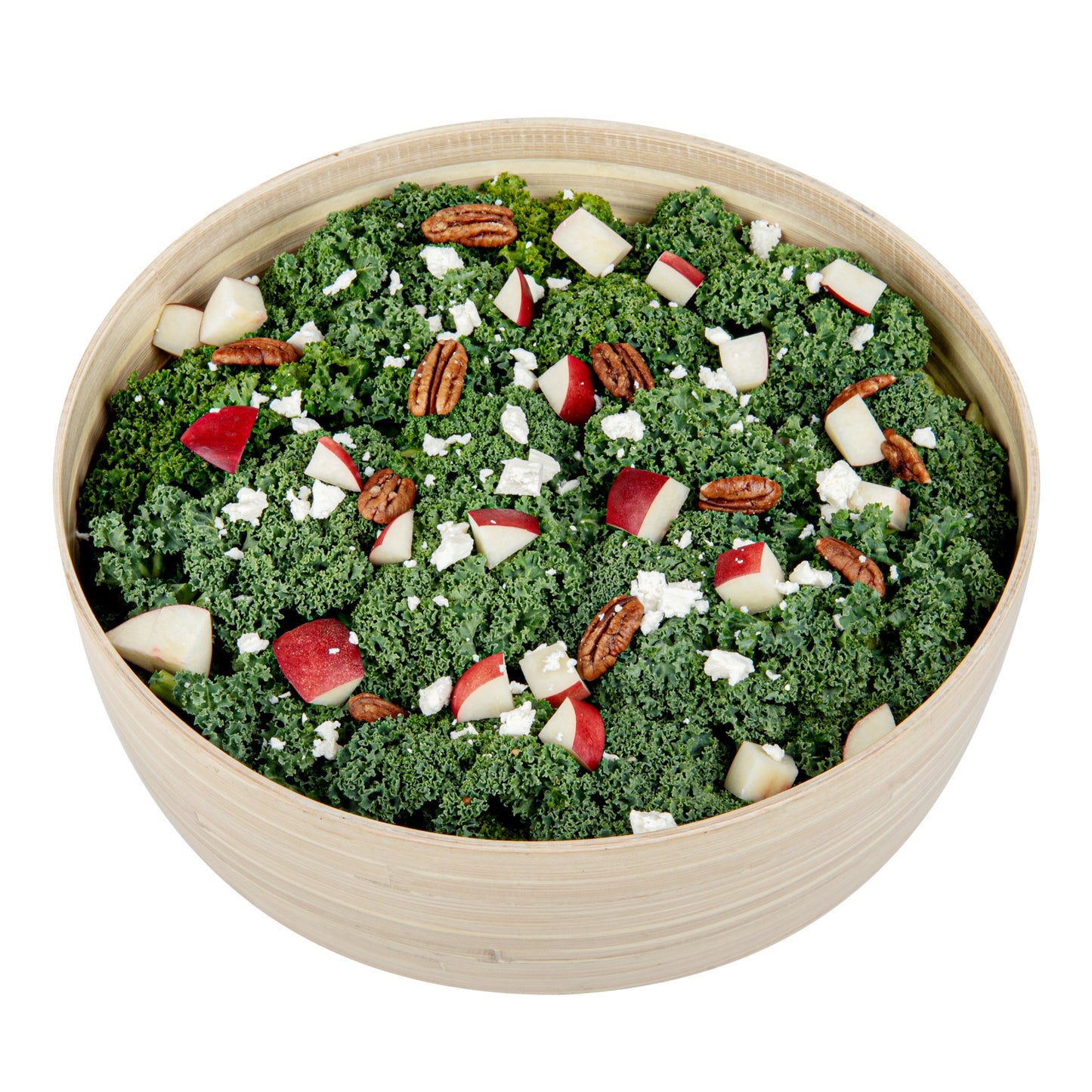 Bambuddha 51 oz Round Natural Spun Bamboo Extra Large Salad Bowl - 13 1/2" x 13 1/2" x 6 1/4" - 1 count box