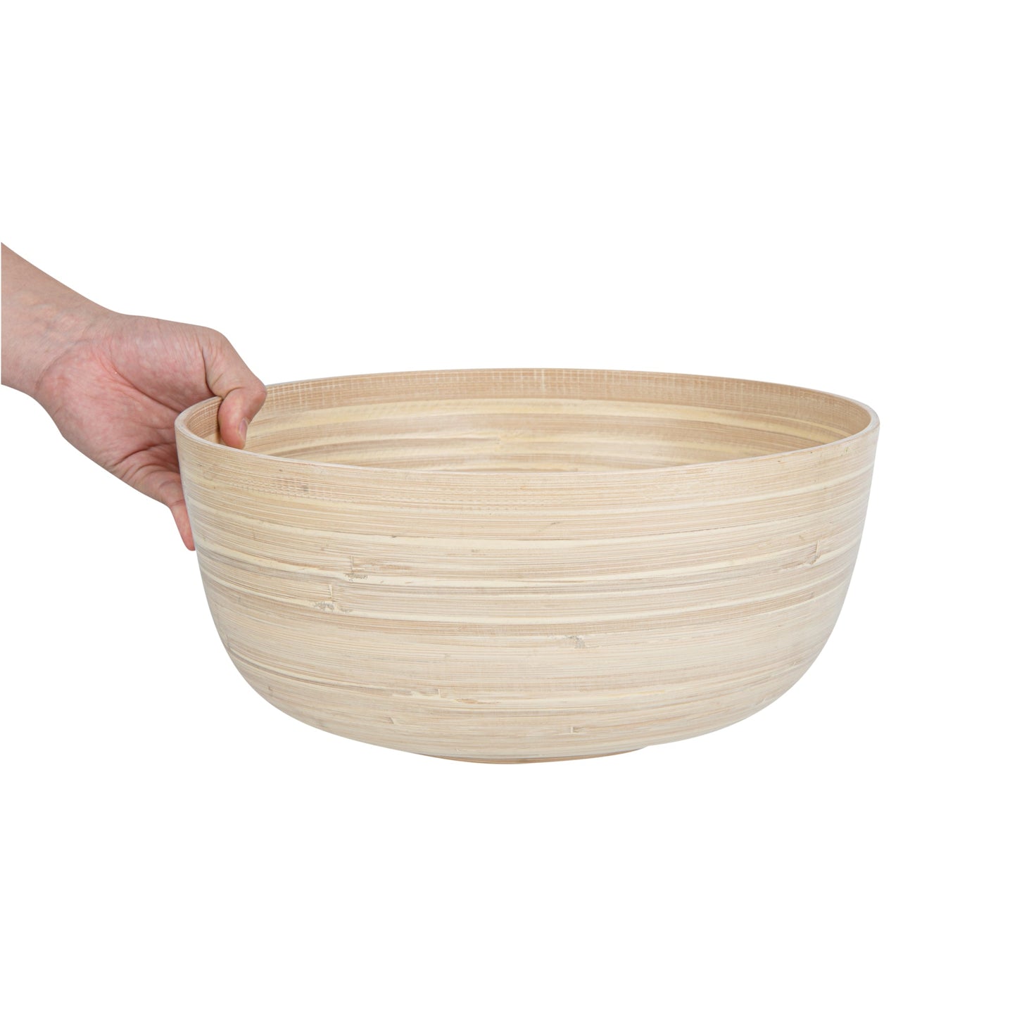 Bambuddha 51 oz Round Natural Spun Bamboo Extra Large Salad Bowl - 13 1/2" x 13 1/2" x 6 1/4" - 1 count box
