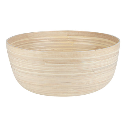 Bambuddha 51 oz Round Natural Spun Bamboo Extra Large Salad Bowl - 13 1/2" x 13 1/2" x 6 1/4" - 1 count box