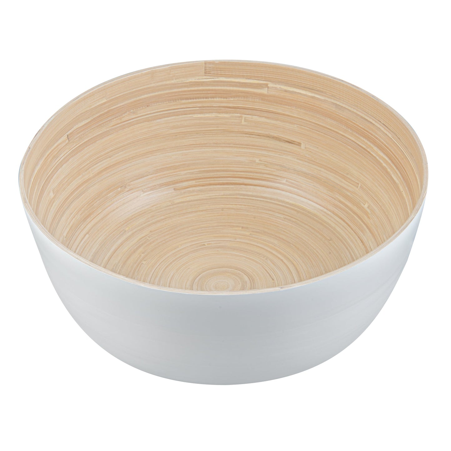 Bambuddha 51 oz Round White Spun Bamboo Extra Large Salad Bowl - 13 1/2" x 13 1/2" x 6 1/4" - 1 count box