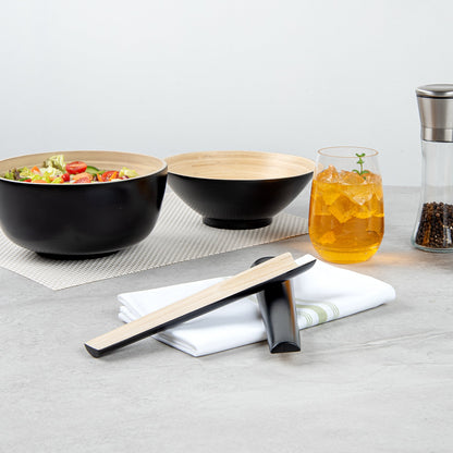 Bambuddha Black Spun Bamboo 2-Piece Salad Server Set - 9 3/4" - 1 count box