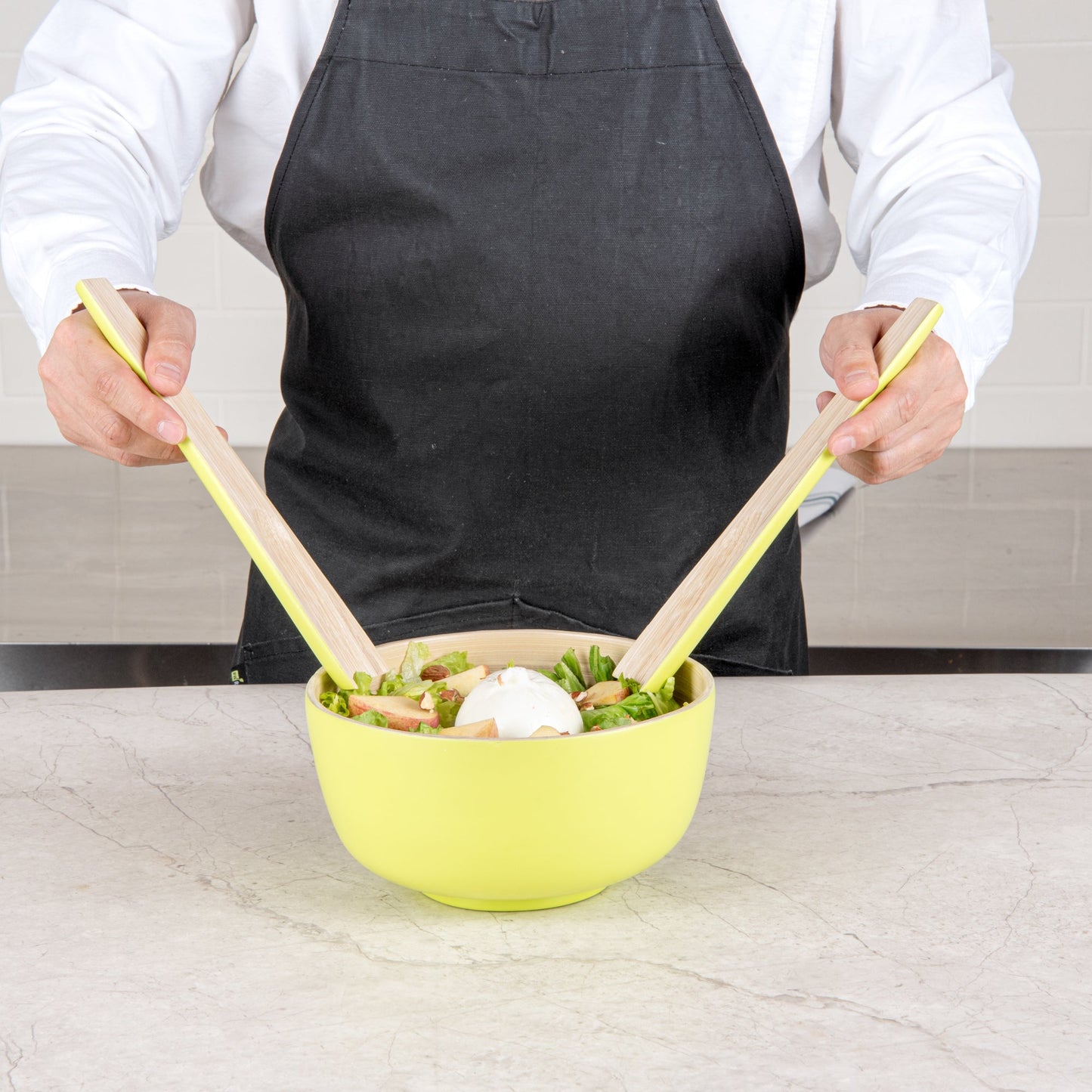 Bambuddha Green Spun Bamboo 2-Piece Salad Server Set - 9 3/4" - 1 count box