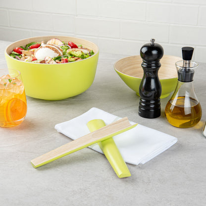 Bambuddha Green Spun Bamboo 2-Piece Salad Server Set - 9 3/4" - 1 count box