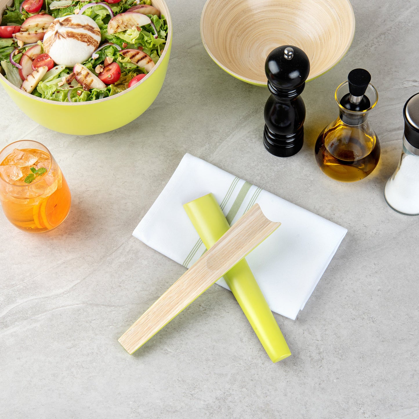 Bambuddha Green Spun Bamboo 2-Piece Salad Server Set - 9 3/4" - 1 count box
