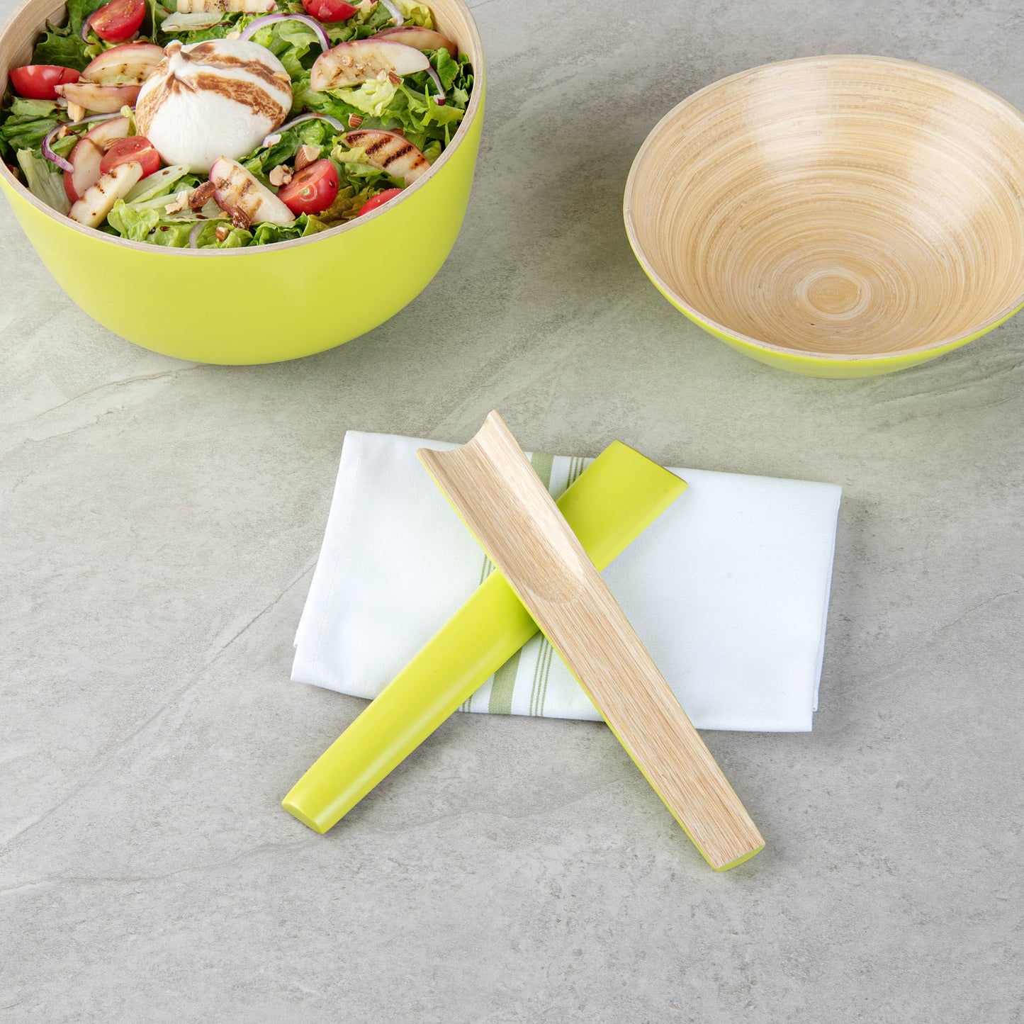 Bambuddha Green Spun Bamboo 2-Piece Salad Server Set - 9 3/4" - 10 count box