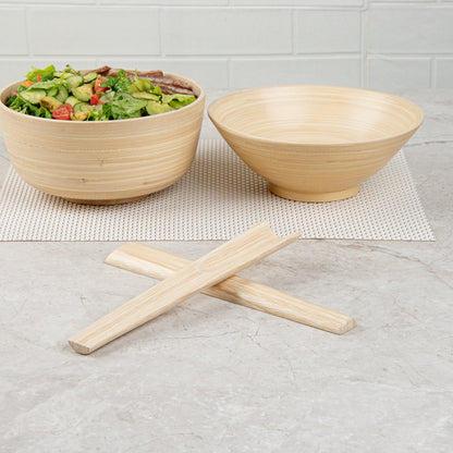 Bambuddha Natural Spun Bamboo 2-Piece Salad Server Set - 9 3/4" - 1 count box