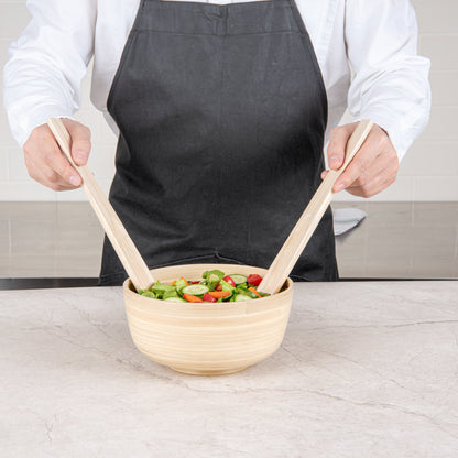 Bambuddha Natural Spun Bamboo 2-Piece Salad Server Set - 9 3/4" - 10 count box