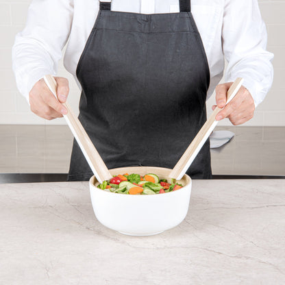 Bambuddha White Spun Bamboo 2-Piece Salad Server Set - 9 3/4" - 10 count box