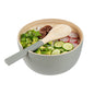 Bambuddha 25 oz Round Gray Spun Bamboo Serving Bowl - with Serving Spoon - 7 3/4" x 7 3/4" x 4" - 1 count box