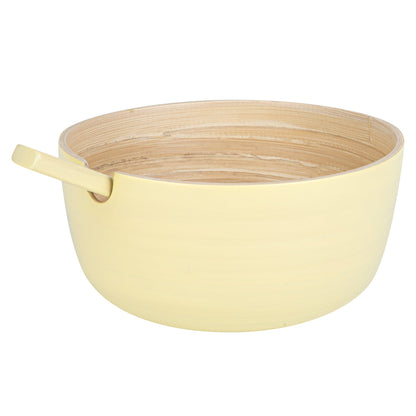 Bambuddha 25 oz Round Cream Spun Bamboo Serving Bowl - with Serving Spoon - 7 3/4" x 7 3/4" x 4" - 1 count box
