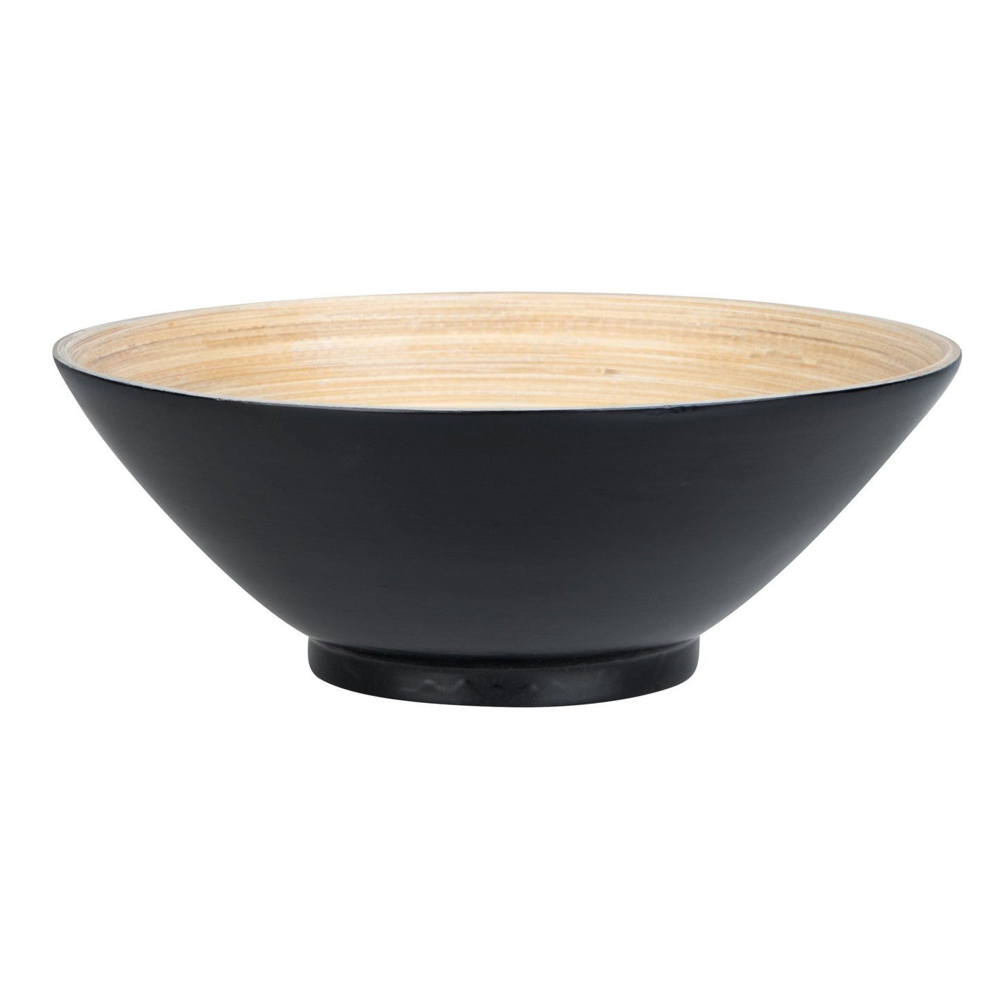 Bambuddha 29 oz Round Black Spun Bamboo Serving Bowl - 8 1/4" x 8 1/4" x 3 1/4" - 1 count box