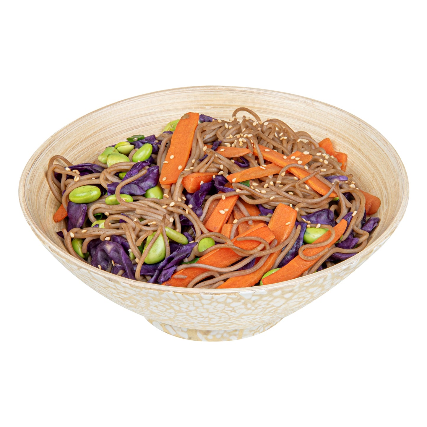 Bambuddha 29 oz Round Beige Spun Bamboo Eggshell Serving Bowl - 8 1/4" x 8 1/4" x 3 1/4" - 1 count box
