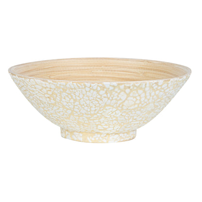 Bambuddha 29 oz Round Beige Spun Bamboo Eggshell Serving Bowl - 8 1/4" x 8 1/4" x 3 1/4" - 1 count box