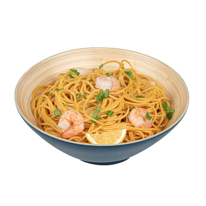 Bambuddha 29 oz Round Blue Spun Bamboo Serving Bowl - 8 1/4" x 8 1/4" x 3 1/4" - 1 count box
