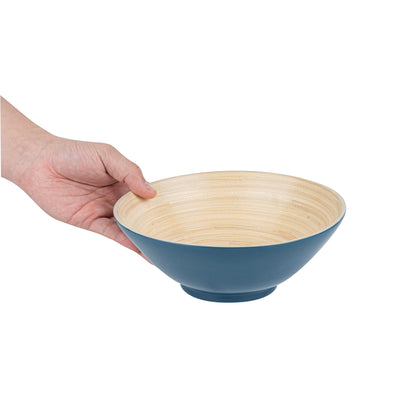 Bambuddha 29 oz Round Blue Spun Bamboo Serving Bowl - 8 1/4" x 8 1/4" x 3 1/4" - 1 count box