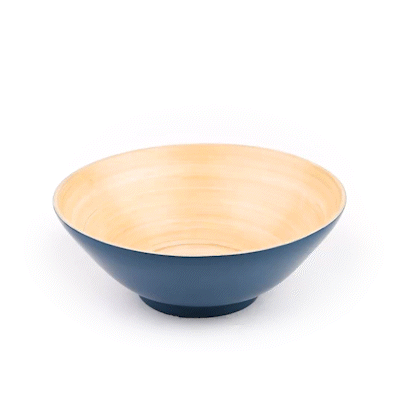 Bambuddha 29 oz Round Blue Spun Bamboo Serving Bowl - 8 1/4" x 8 1/4" x 3 1/4" - 1 count box