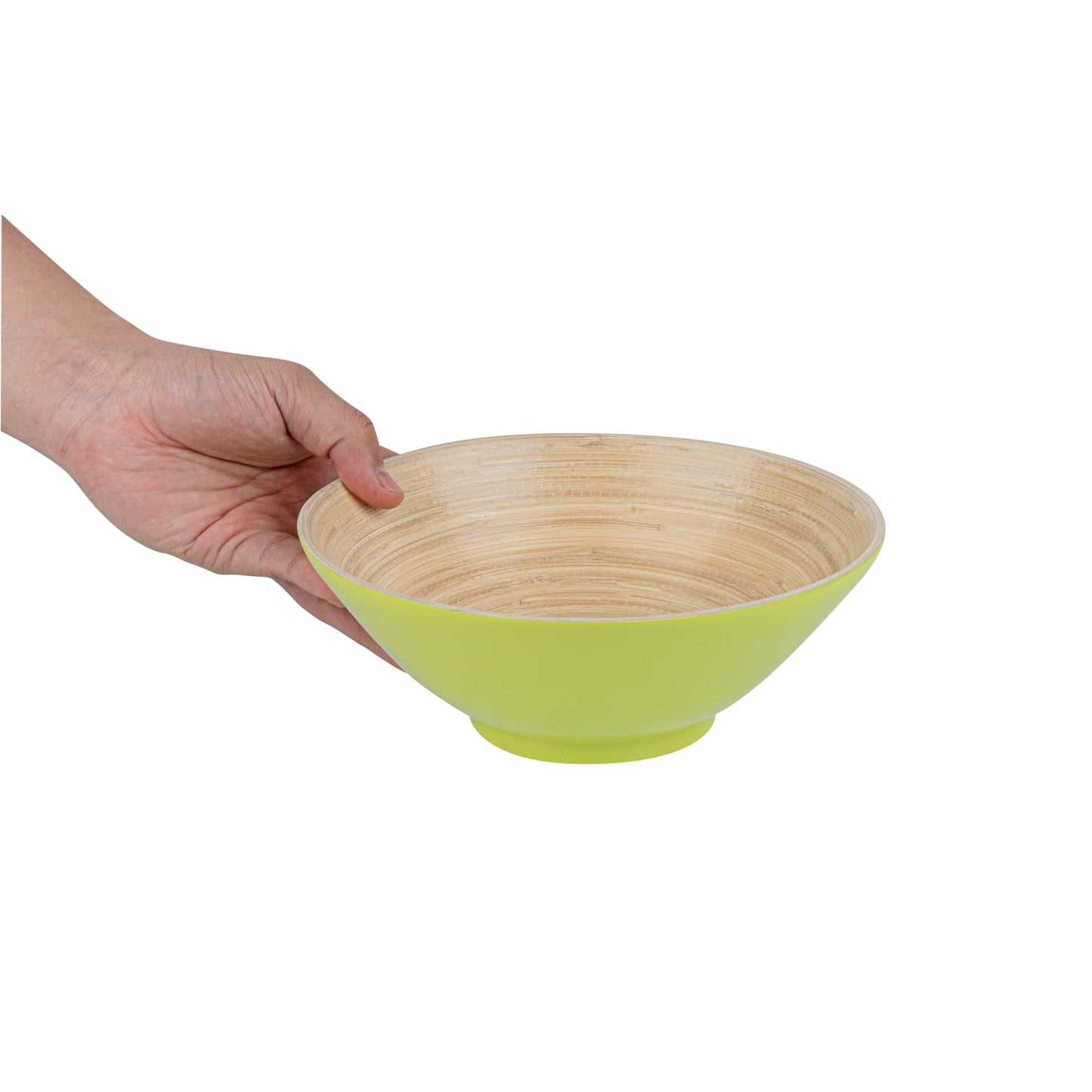 Bambuddha 29 oz Round Green Spun Bamboo Serving Bowl - 8 1/4" x 8 1/4" x 3 1/4" - 1 count box
