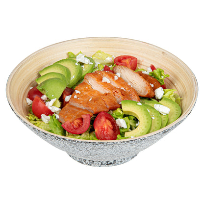 Bambuddha 29 oz Round Gray Spun Bamboo Eggshell Serving Bowl - 8 1/4" x 8 1/4" x 3 1/4" - 1 count box