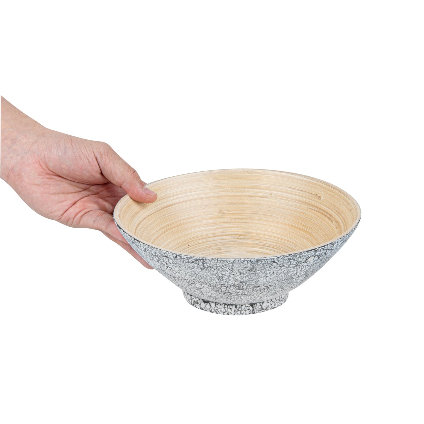 Bambuddha 29 oz Round Gray Spun Bamboo Eggshell Serving Bowl - 8 1/4" x 8 1/4" x 3 1/4" - 1 count box