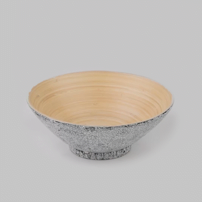 Bambuddha 29 oz Round Gray Spun Bamboo Eggshell Serving Bowl - 8 1/4" x 8 1/4" x 3 1/4" - 1 count box