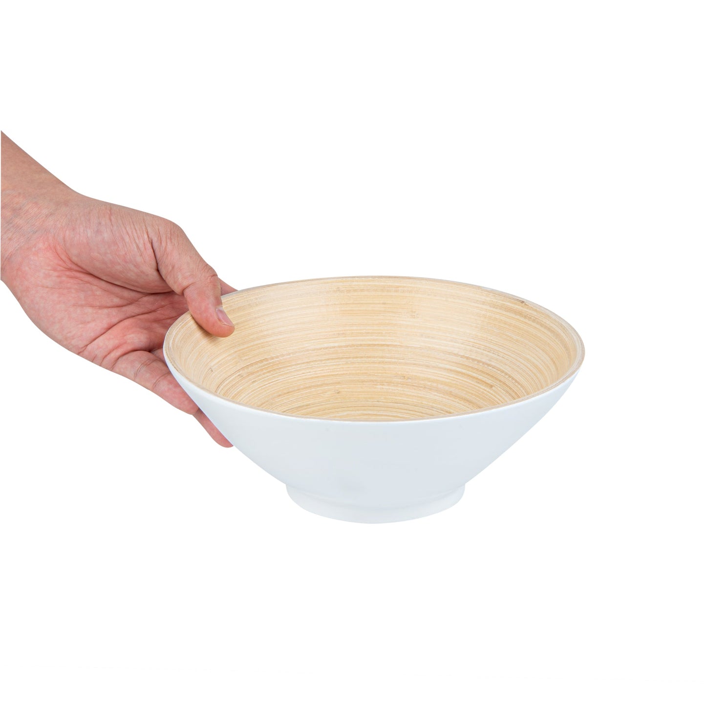 Bambuddha 29 oz Round White Spun Bamboo Serving Bowl - 8 1/4" x 8 1/4" x 3 1/4" - 1 count box