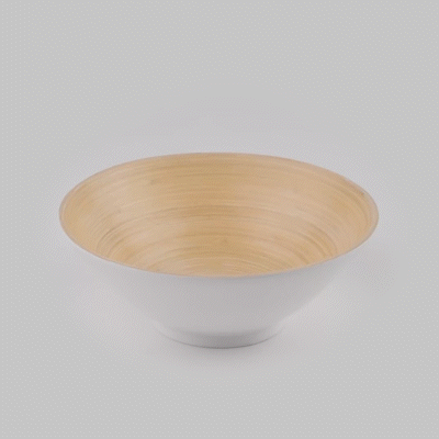 Bambuddha 29 oz Round White Spun Bamboo Serving Bowl - 8 1/4" x 8 1/4" x 3 1/4" - 1 count box