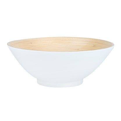Bambuddha 29 oz Round White Spun Bamboo Serving Bowl - 8 1/4" x 8 1/4" x 3 1/4" - 1 count box