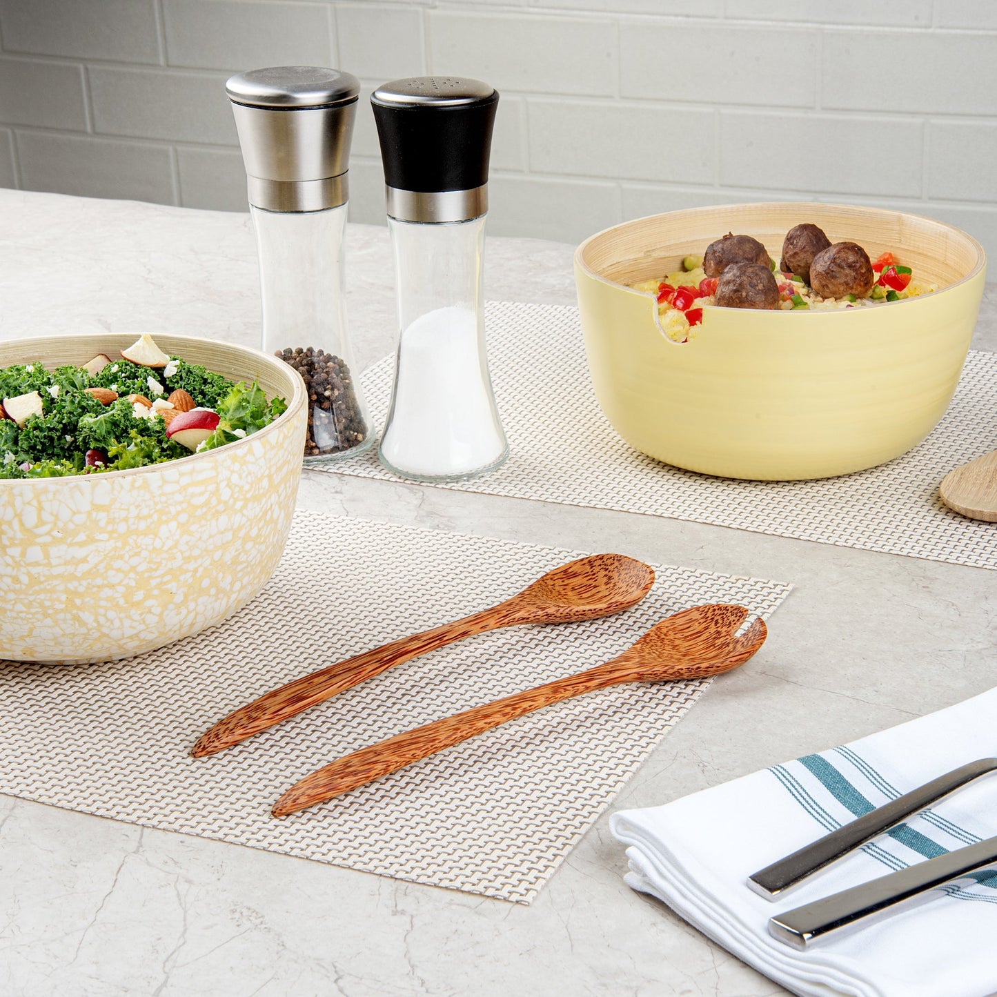 Coco Casa Natural Handmade Coconut Serving Utensil Set - 9 1/2" x 1 3/4" x 3 1/4" - 2 count box