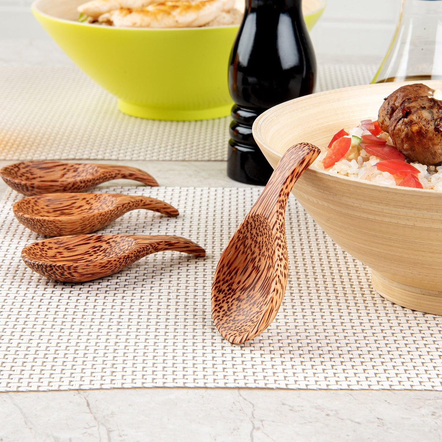 Coco Casa Natural Handmade Coconut Spoon / Scoop - 3 3/4" x 1 3/4" x 3 1/4" - 4 count box