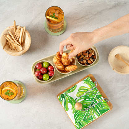 Bambuddha Green Bamboo Bowl Set - 3 Bowls, Bamboo Tray - 11 3/4" x 4 1/4" x 1 3/4" - 10 count box