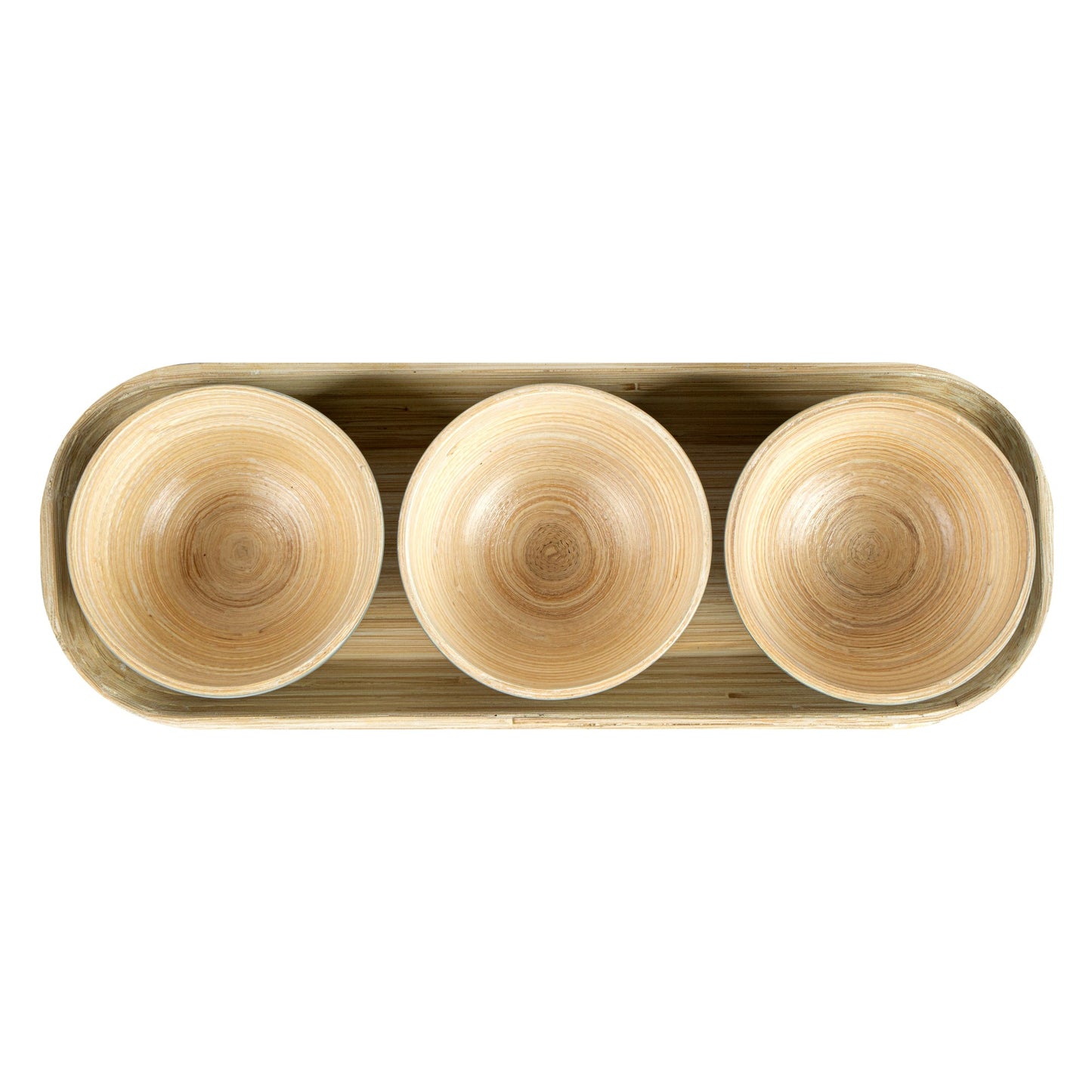 Bambuddha Gray Bamboo Bowl Set - 3 Bowls, Bamboo Tray - 11 3/4" x 4 1/4" x 1 3/4" - 1 count box