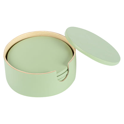 Bambuddha Green Bamboo 6-Piece Coaster Set - with Bamboo Holder - 4" x 4" x 1/4" - 1 count box