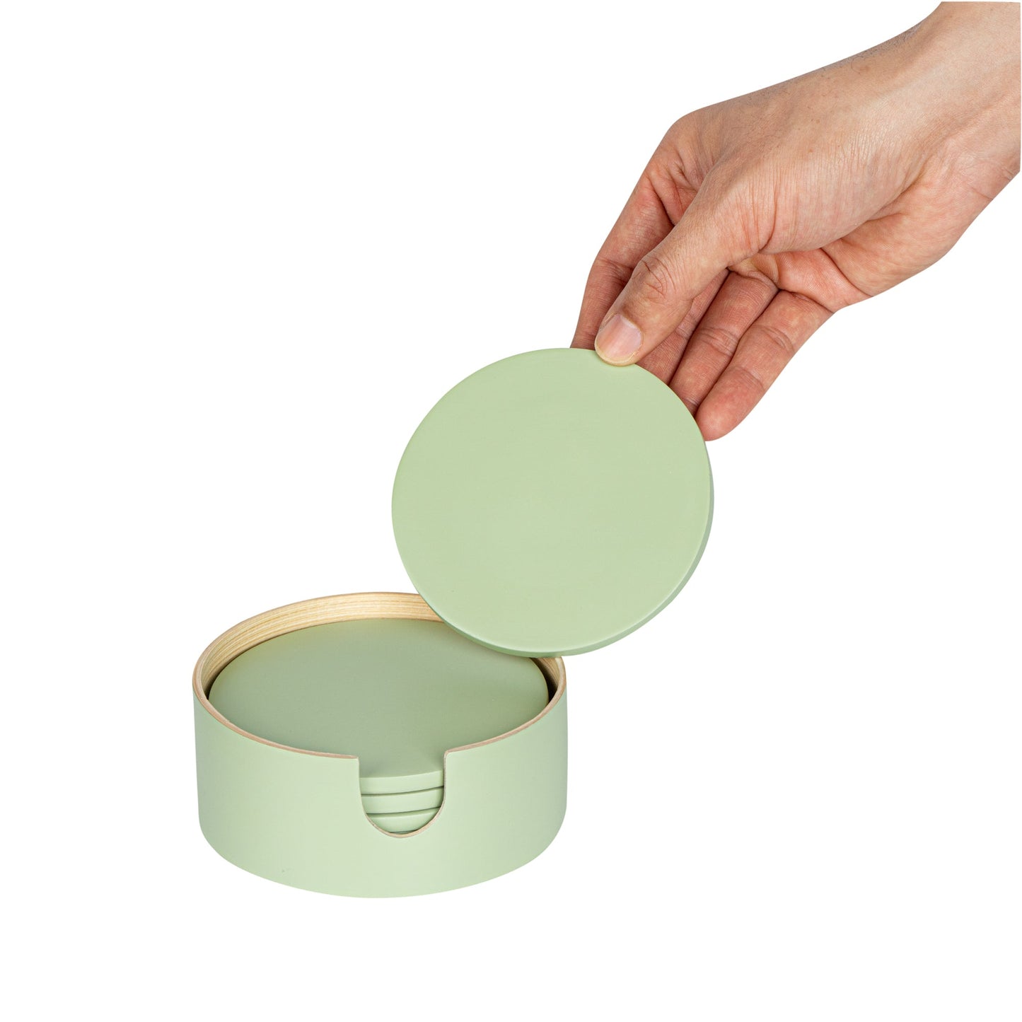 Bambuddha Green Bamboo 6-Piece Coaster Set - with Bamboo Holder - 4" x 4" x 1/4" - 1 count box