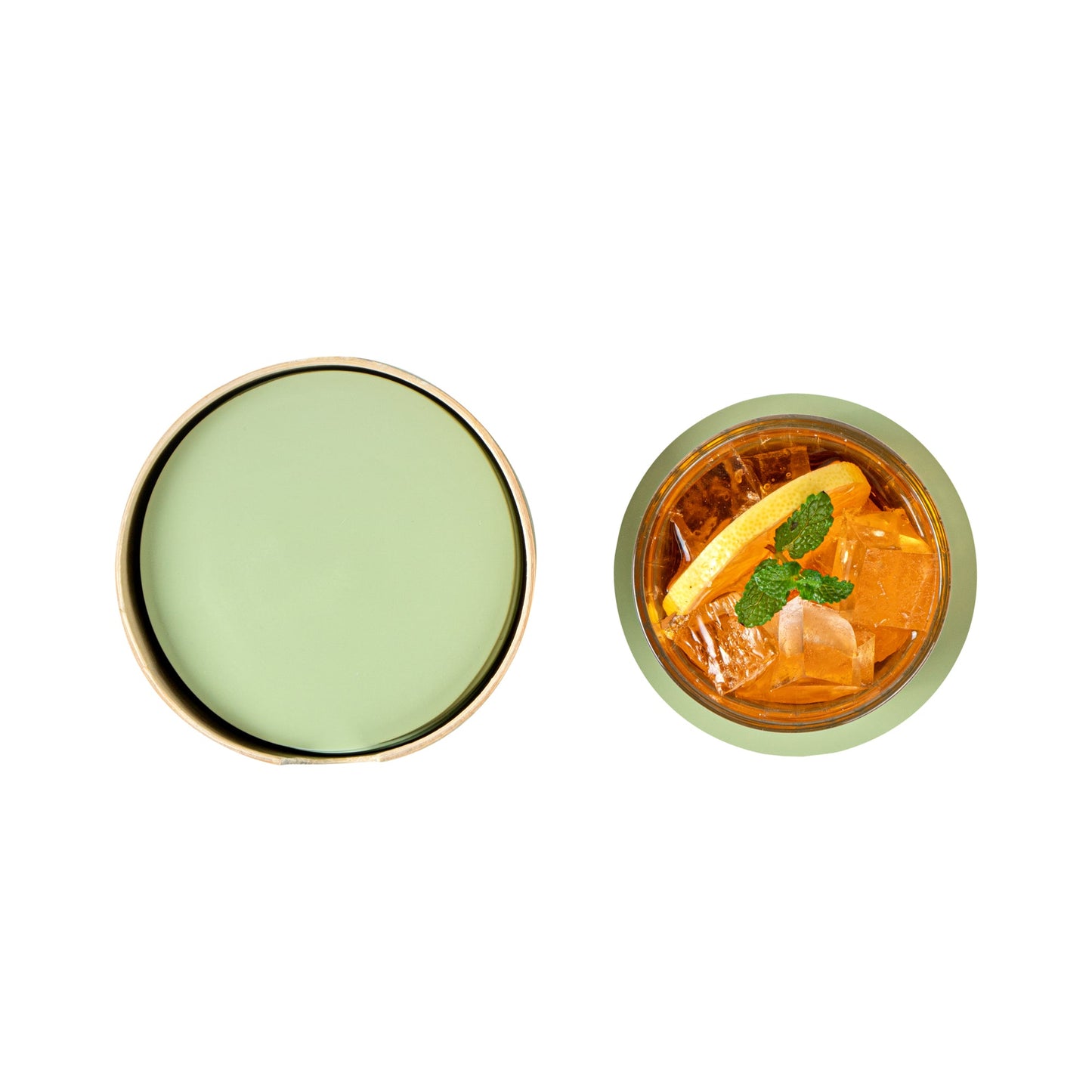 Bambuddha Green Bamboo 6-Piece Coaster Set - with Bamboo Holder - 4" x 4" x 1/4" - 30 count box
