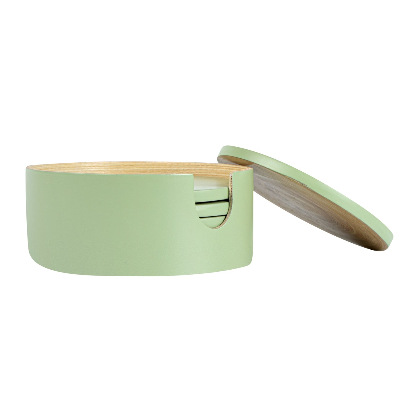 Bambuddha Green Bamboo 6-Piece Coaster Set - with Bamboo Holder - 4" x 4" x 1/4" - 30 count box