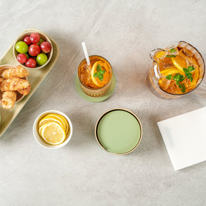 Bambuddha Green Bamboo 6-Piece Coaster Set - with Bamboo Holder - 4" x 4" x 1/4" - 30 count box