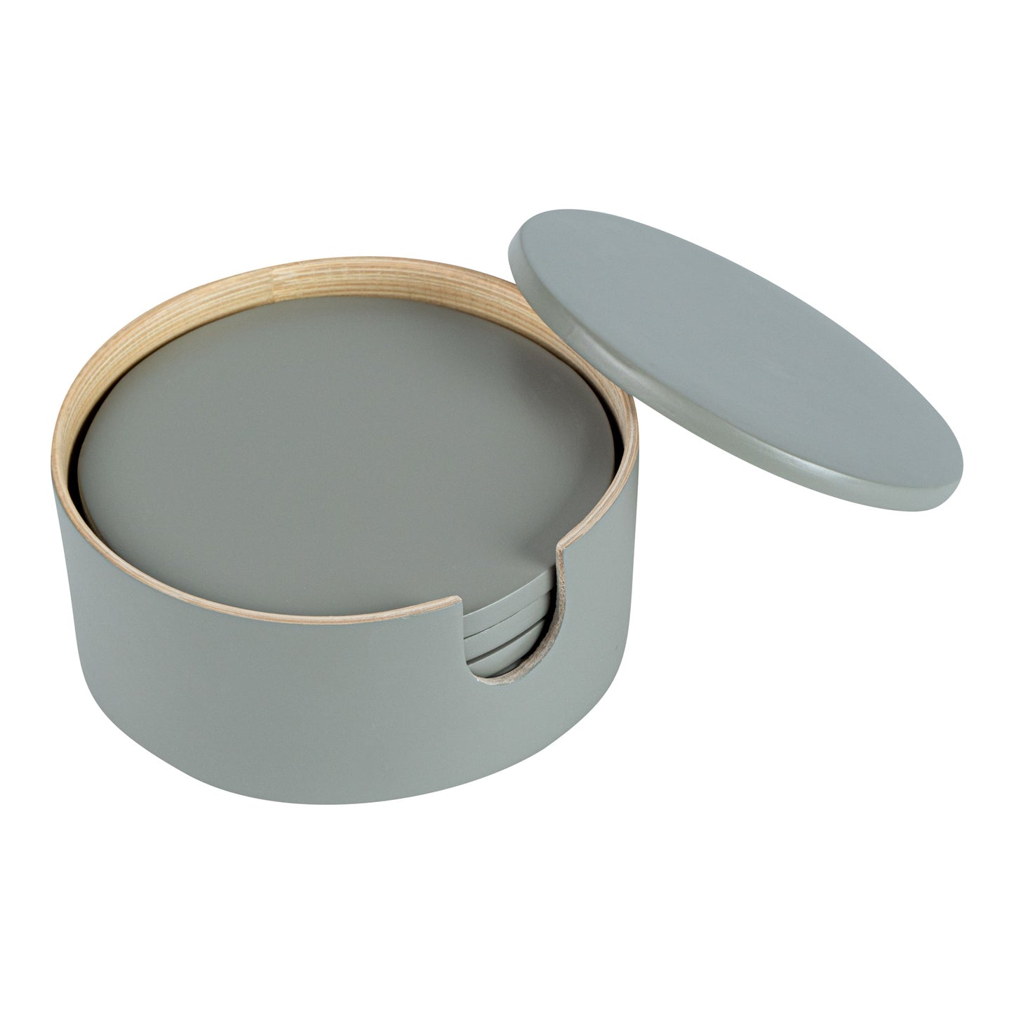 Bambuddha Gray Bamboo 6-Piece Coaster Set - with Bamboo Holder - 4" x 4" x 1/4" - 1 count box