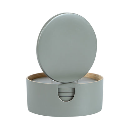 Bambuddha Gray Bamboo 6-Piece Coaster Set - with Bamboo Holder - 4" x 4" x 1/4" - 1 count box