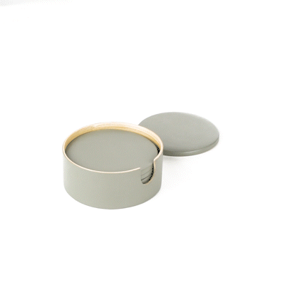 Bambuddha Gray Bamboo 6-Piece Coaster Set - with Bamboo Holder - 4" x 4" x 1/4" - 1 count box