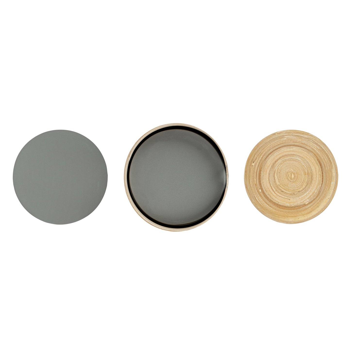 Bambuddha Gray Bamboo 6-Piece Coaster Set - with Bamboo Holder - 4" x 4" x 1/4" - 1 count box