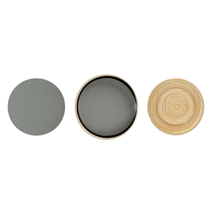 Bambuddha Gray Bamboo 6-Piece Coaster Set - with Bamboo Holder - 4" x 4" x 1/4" - 1 count box