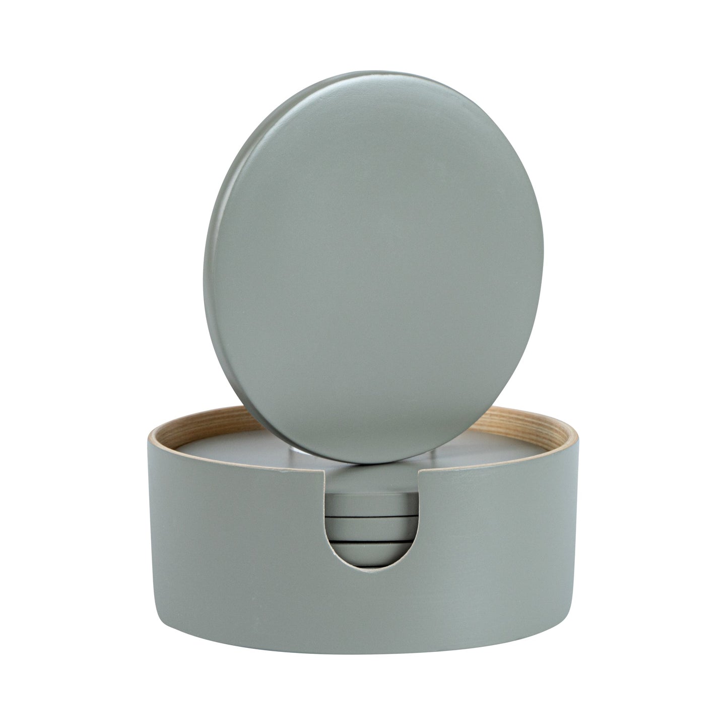 Bambuddha Gray Bamboo 6-Piece Coaster Set - with Bamboo Holder - 4" x 4" x 1/4" - 30 count box