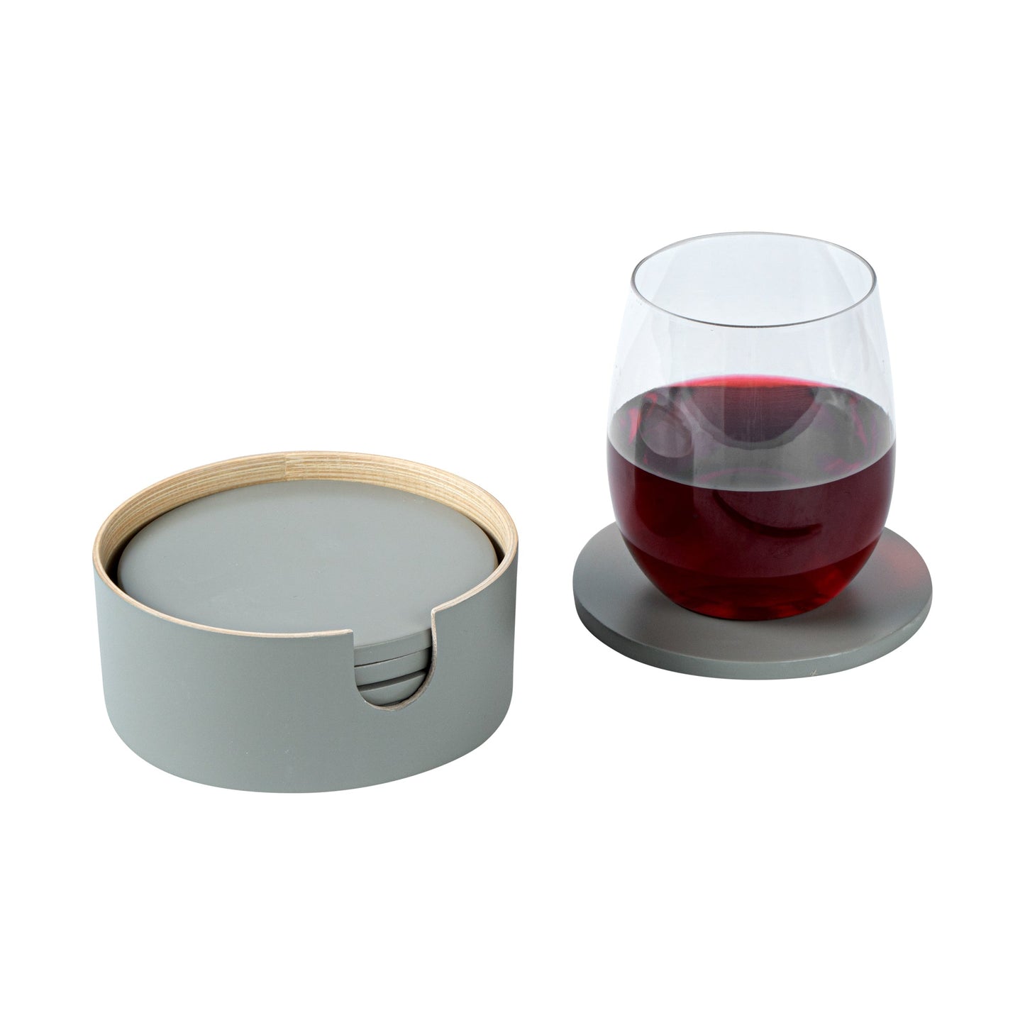 Bambuddha Gray Bamboo 6-Piece Coaster Set - with Bamboo Holder - 4" x 4" x 1/4" - 30 count box