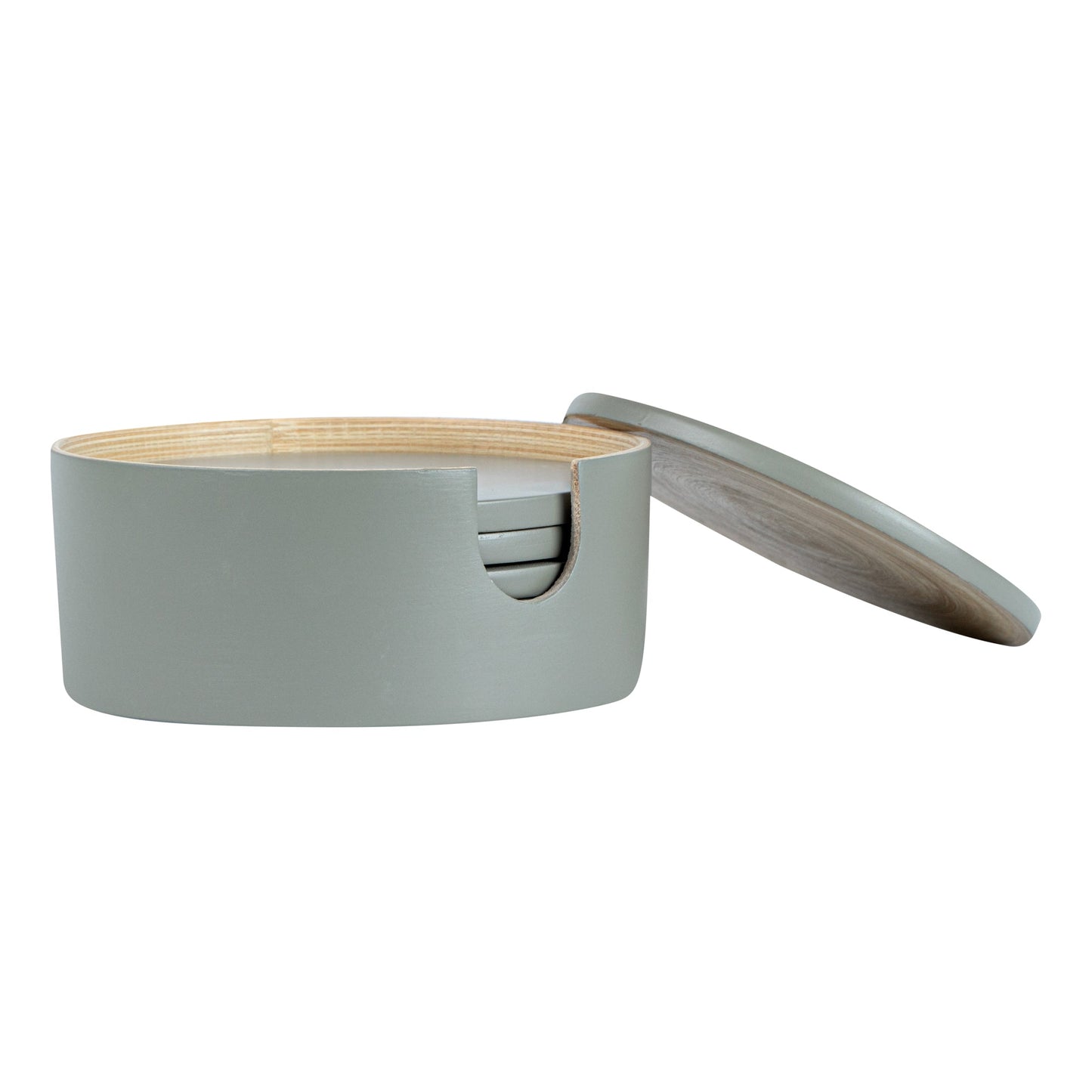 Bambuddha Gray Bamboo 6-Piece Coaster Set - with Bamboo Holder - 4" x 4" x 1/4" - 30 count box