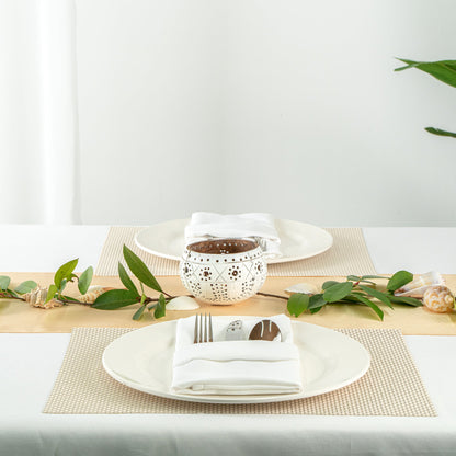 Coco Casa White Handmade Coconut Shell Candle Holder - Sun and Light Pattern - 4" x 4" x 3 1/4" - 1 count box