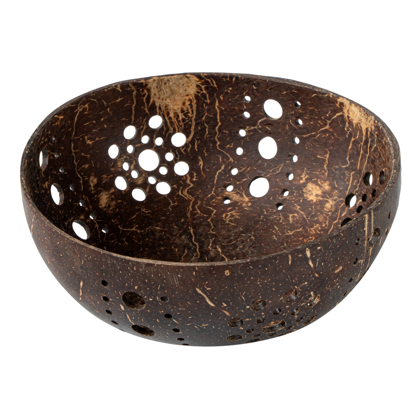 Coco Casa Brown Handmade Coconut Shell Candle Holder - Sun Pattern - 5" x 5" x 2" - 1 count box
